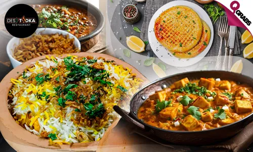 Desi Feast for TWO: Chaat Platter & Four Course Veg OR Non-Veg Set Menu at Desi Tadka!